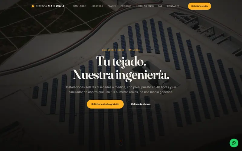 Helios — web de instalación de placas solares en Mallorca, con simulador de ahorro